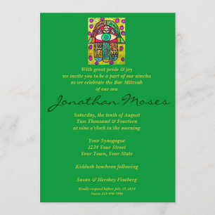 Bar Mitzvah Invite - Garden Oasis Hamsa Kaart