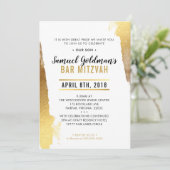 BAR MITZVAH INVITE moderne luxe vergulde gouden ra Kaart (Staand voorkant)