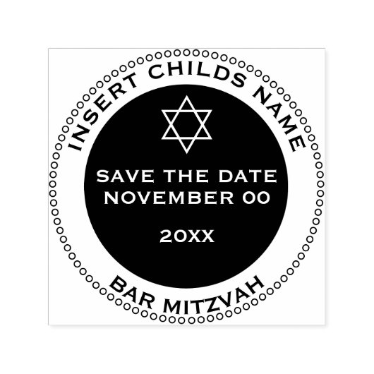 Bar mitzvah jongens opslaan de datum ster david zelfinktende stempel (Design)