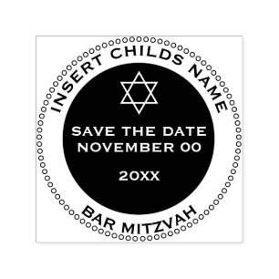 Bar mitzvah jongens redden de date ster david  zelfinktende stempel