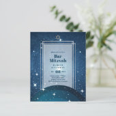BAR MITZVAH KAARTEN Celestial Skies Blue Galaxy Go (Staand voorkant)