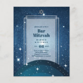 BAR MITZVAH KAARTEN Celestial Skies Blue Galaxy Go (Voorkant)