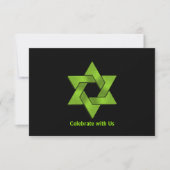 Bar Mitzvah Lime Green sur Black Star David RSVP (Devant)