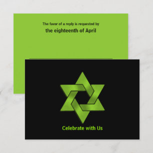 Bar Mitzvah Lime Green sur Black Star David RSVP