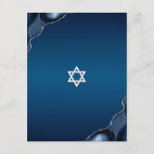 Bar Mitzvah Marine Blauw Ombre Agate Script Modern Informatiekaartje (Achterkant)
