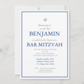 Bar Mitzvah Marine Bleu Hébreu Invitation juive (Devant)
