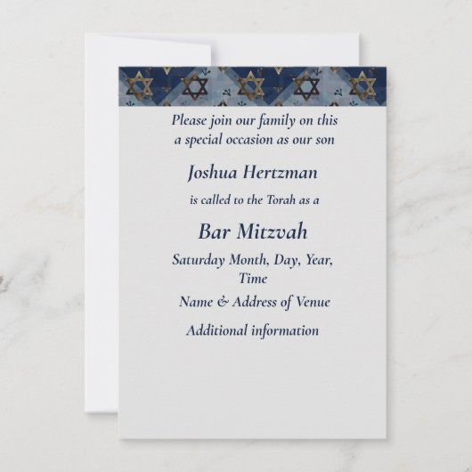 Bar Mitzvah Mazel Tov Blue Gray Star van David Kaart (Voorkant)