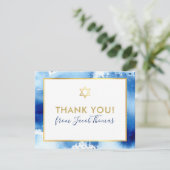 BAR MITZVAH merci étoile or bleu aquarelle (Debout devant)