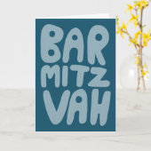 BAR MITZVAH  Modern Blauw Blauwgroen Kaart (Gele Bloem)