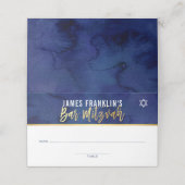 BAR MITZVAH modern blauw waterverf goud schrijven (Buitenkant ongevouwen)