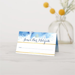 BAR MITZVAH modern blauw waterverf gouden folie st
