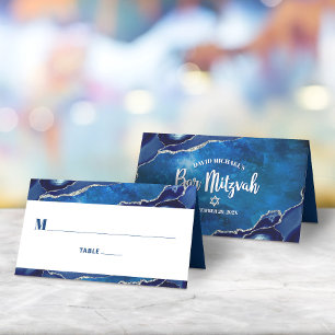 Bar Mitzvah Modern Blue Agate Galaxy Waterverf