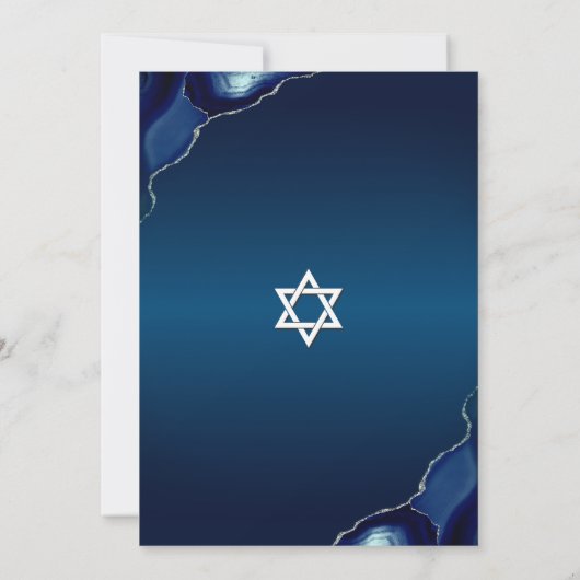 Bar Mitzvah Modern Blue Waterverf Agate Script Kaart (Achterkant)