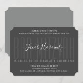 BAR MITZVAH modern bovenliggend jongetje donkergri Kaart (Voorkant / Achterkant)