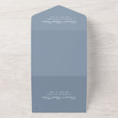 Bar Mitzvah Modern Dusty Blue Simple White Script All In One Uitnodiging (Buitenkant)