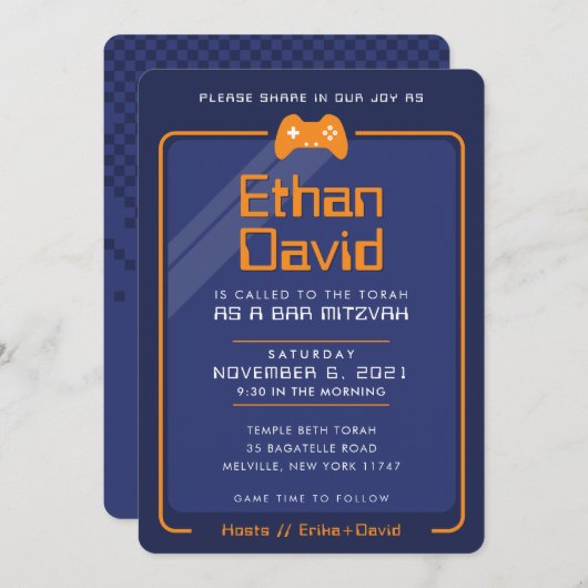 BAR MITZVAH modern gaming control marineblauw sina Kaart (Voorkant / Achterkant)