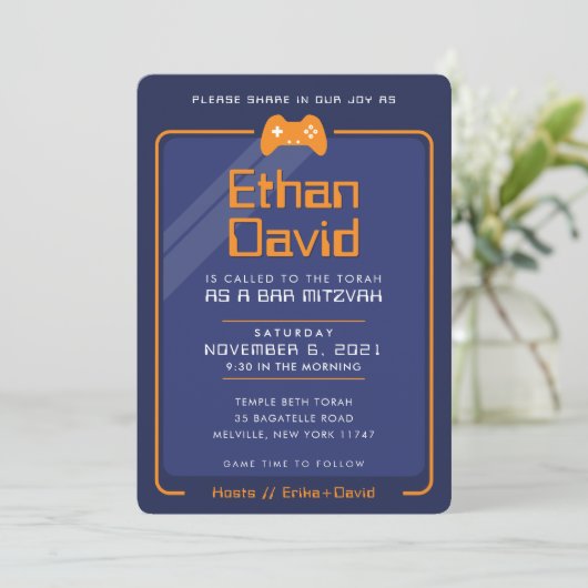 BAR MITZVAH modern gaming control marineblauw sina Kaart (Staand voorkant)