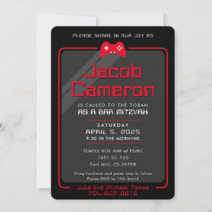 BAR MITZVAH modern gaming regelt cool zwart rood Kaart