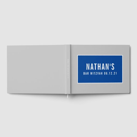 BAR MITZVAH modern geometrisch patroon grijs blauw Gastenboek (Volledig)