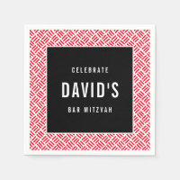 BAR MITZVAH modern metalen rooster rood zwart