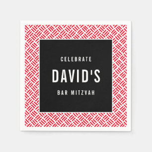 BAR MITZVAH modern metalen rooster rood zwart Servet