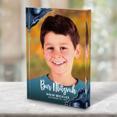 Bar Mitzvah Modern Script Navy Blue Agate Keepomwi Fotoblokken