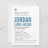 BAR MITZVAH modern star boy simple denim blue Kaart (Voorkant)