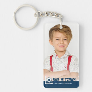 Bar Mitzvah Modern Star van David Photo Sleutelhan Sleutelhanger