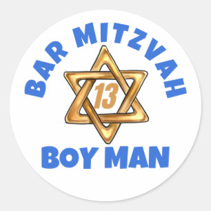 Bar Mitzvah Modern Star van David Ronde Sticker