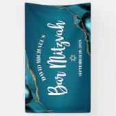 Bar Mitzvah Modern Turquoise Ombre Agate Script Spandoek (Verticaal)