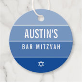 BAR MITZVAH modern vet ombre blok koninklijk blauw Bedankjes Labels (Voorkant)