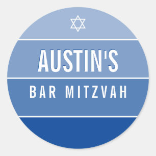 BAR MITZVAH modern vet ombre blok koninklijk blauw Ronde Sticker