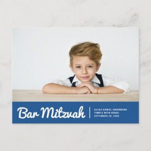 Bar Mitzvah Moderne Eenvoudige Aangepaste Fotouitn Uitnodiging Briefkaart