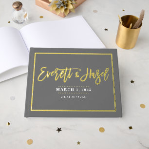 BAR MITZVAH moderne faux or nom calligraphie GRAY
