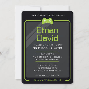 BAR MITZVAH moderne gaming controls zwart groen Kaart