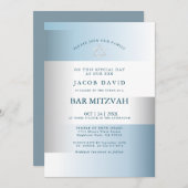 Bar Mitzvah | Moderne gradiënt, blauwe geometrisch (Voorkant / Achterkant)