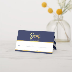 BAR MITZVAH moderne marine blauw + goud naam SAM