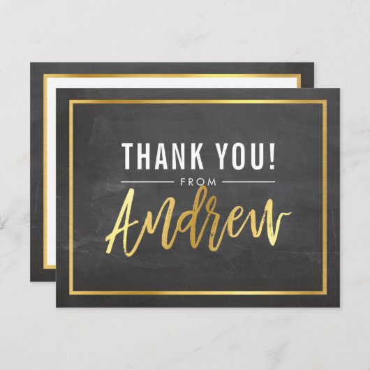 BAR MITZVAH MODERNE merci nom doré ANDRÉ gris (Devant / Derrière)