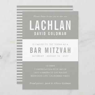 BAR MITZVAH moderne minimale typografie grijs wit Kaart