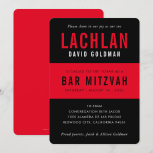 BAR MITZVAH moderne minimale vlakke banded zwart r Kaart