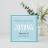 BAR MITZVAH moderne naam helder hemelsblauw Kaart (Staand voorkant)