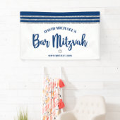 Bar Mitzvah Moderne Navy Blauwe Zilveren Tallit Sc Spandoek (Insitu)