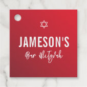 BAR MITZVAH moderne ster rode bordeauxgradiënt Bedankjes Labels (Voorkant)