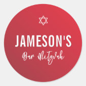 BAR MITZVAH moderne ster rode bordeauxgradiënt Ronde Sticker (Voorkant)
