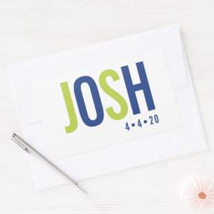 BAR MITZVAH NAAM LOGO smart royal blue lime groen Rechthoekige Sticker
