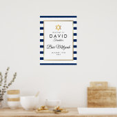 Bar Mitzvah Navy Blau Wit Goud Welkomstbord Poster (Keuken)