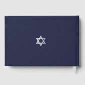Bar Mitzvah Navy Blue Faux Silver Star of David Gastenboek (Achterkant)