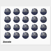 Bar Mitzvah Navy en Silver Stripe Star van David Ronde Sticker (Vel)