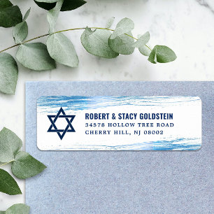 Bar Mitzvah Navy Type Blue Folie Return Address Etiket