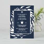 Bar Mitzvah nodiging Real Folie Agate Gold Blue Uitnodiging (Staand Voorkant)